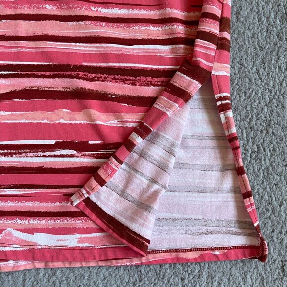 D & Co. Maxi Tank Dress Women Size L Pink Striped Stretch Slit Sleeveless Modest - Picture 5 of 13